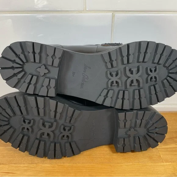 Sam Edelman Black Patent Leather Loafers with Gold Chain - Picture 8 of 16